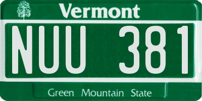 VT license plate NUU381