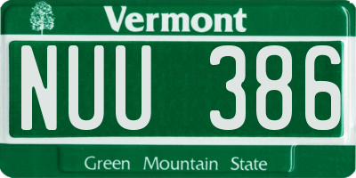 VT license plate NUU386