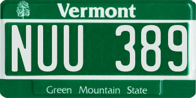 VT license plate NUU389