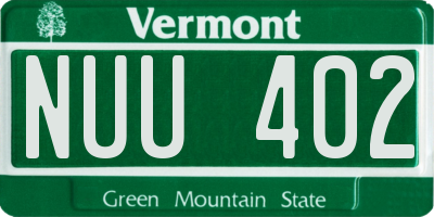 VT license plate NUU402