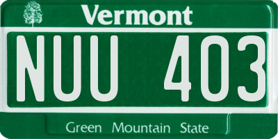 VT license plate NUU403