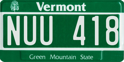 VT license plate NUU418