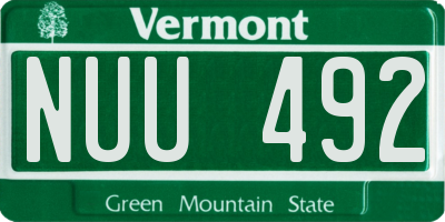 VT license plate NUU492