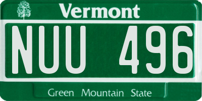 VT license plate NUU496