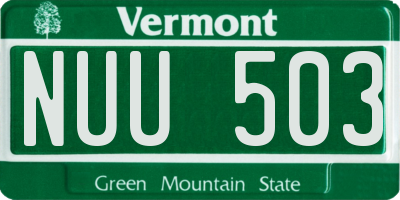 VT license plate NUU503
