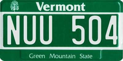 VT license plate NUU504