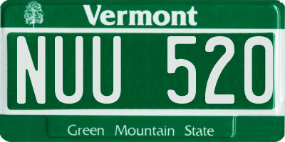 VT license plate NUU520