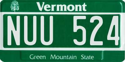 VT license plate NUU524