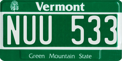 VT license plate NUU533