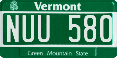 VT license plate NUU580