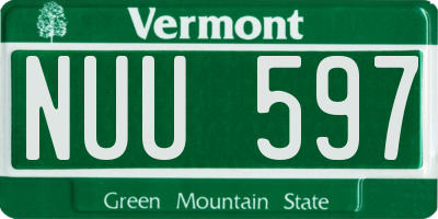 VT license plate NUU597