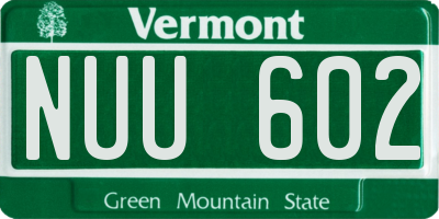 VT license plate NUU602