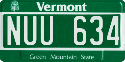 VT license plate NUU634