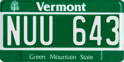 VT license plate NUU643