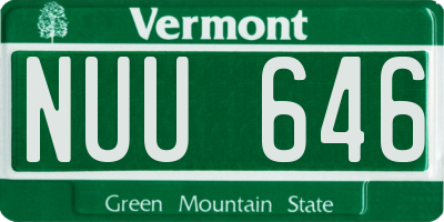 VT license plate NUU646