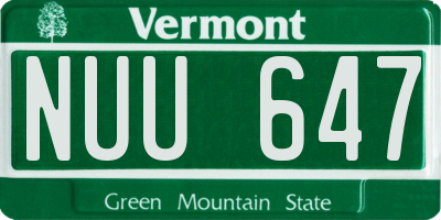 VT license plate NUU647