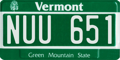 VT license plate NUU651