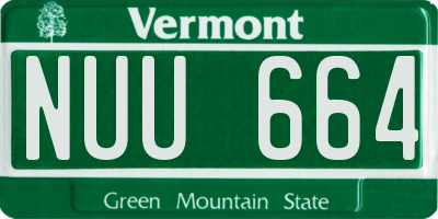 VT license plate NUU664