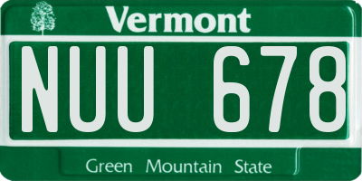 VT license plate NUU678