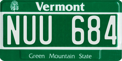 VT license plate NUU684