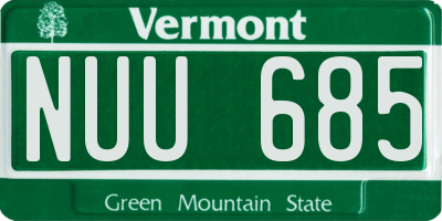 VT license plate NUU685