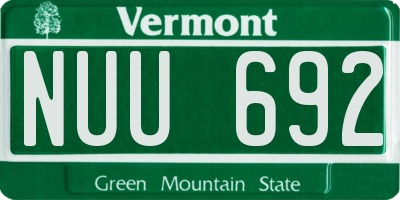 VT license plate NUU692