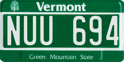 VT license plate NUU694