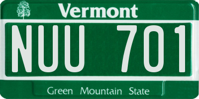 VT license plate NUU701
