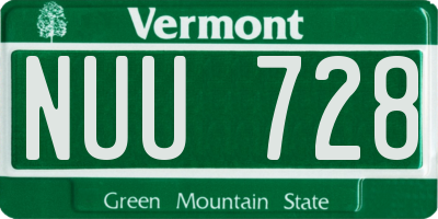 VT license plate NUU728