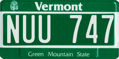VT license plate NUU747