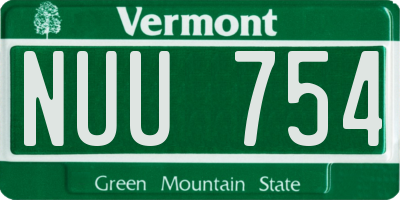 VT license plate NUU754
