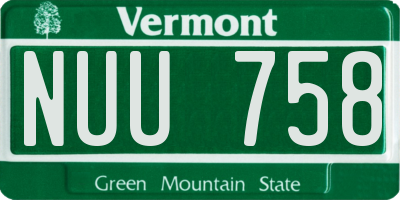 VT license plate NUU758