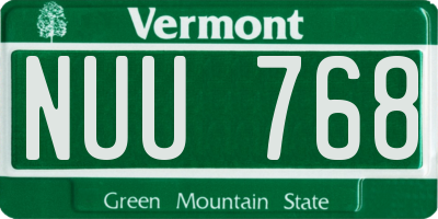 VT license plate NUU768