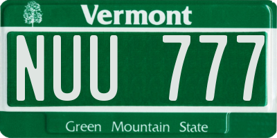 VT license plate NUU777