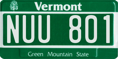 VT license plate NUU801