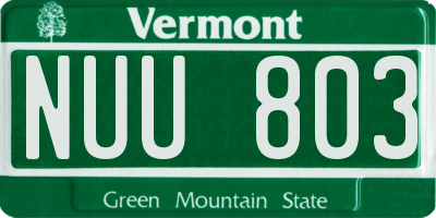 VT license plate NUU803