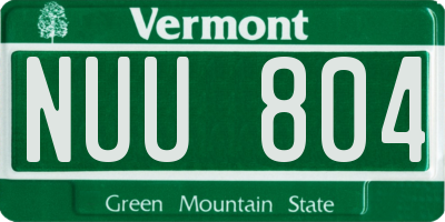 VT license plate NUU804