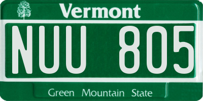 VT license plate NUU805