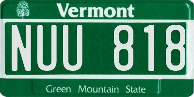 VT license plate NUU818