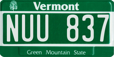 VT license plate NUU837