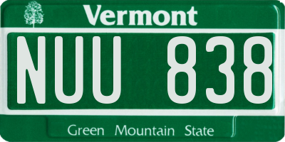 VT license plate NUU838