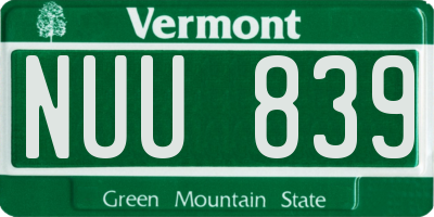 VT license plate NUU839