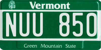 VT license plate NUU850