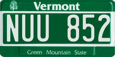 VT license plate NUU852