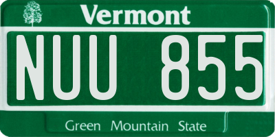 VT license plate NUU855