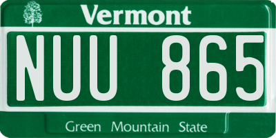 VT license plate NUU865