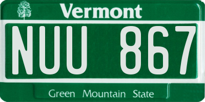 VT license plate NUU867