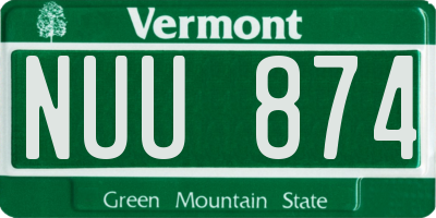 VT license plate NUU874