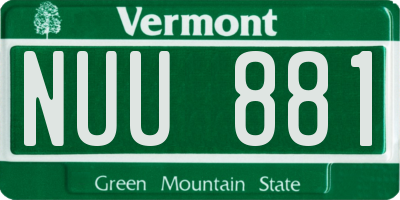 VT license plate NUU881