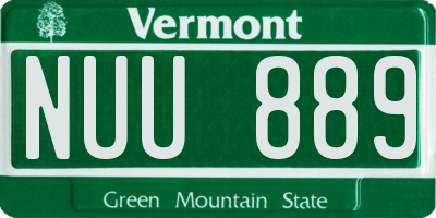 VT license plate NUU889
